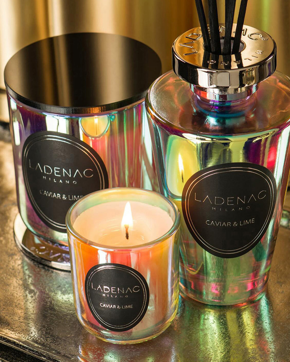 Candle in Jar URBAN SENSES 500gr Holographic Caviar Lime 4.13 x 4.72 x 9.84 in