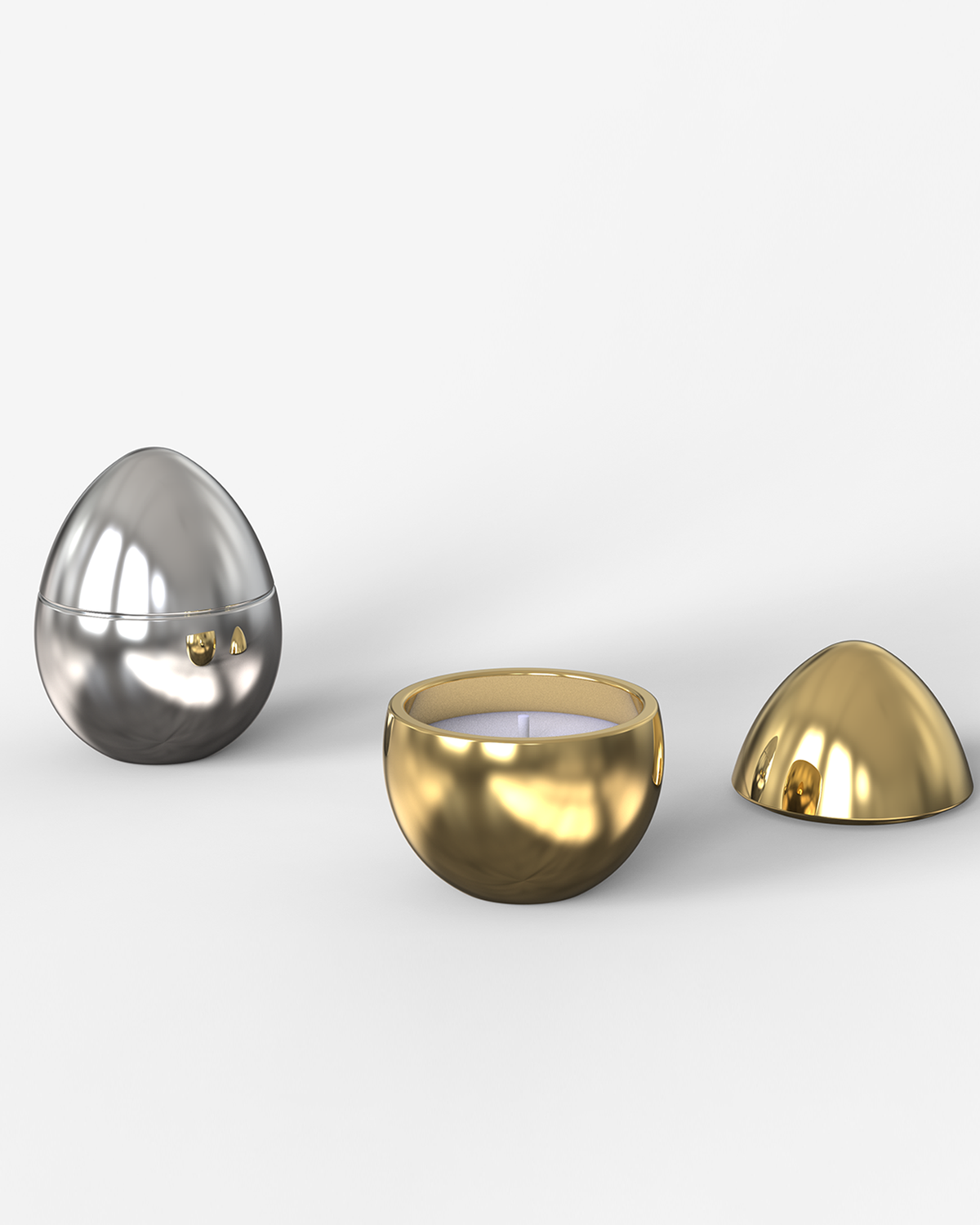 Candle in Ceramic Egg BOIS DE ROUSSIE SILVER 18gr Ceramic Silver