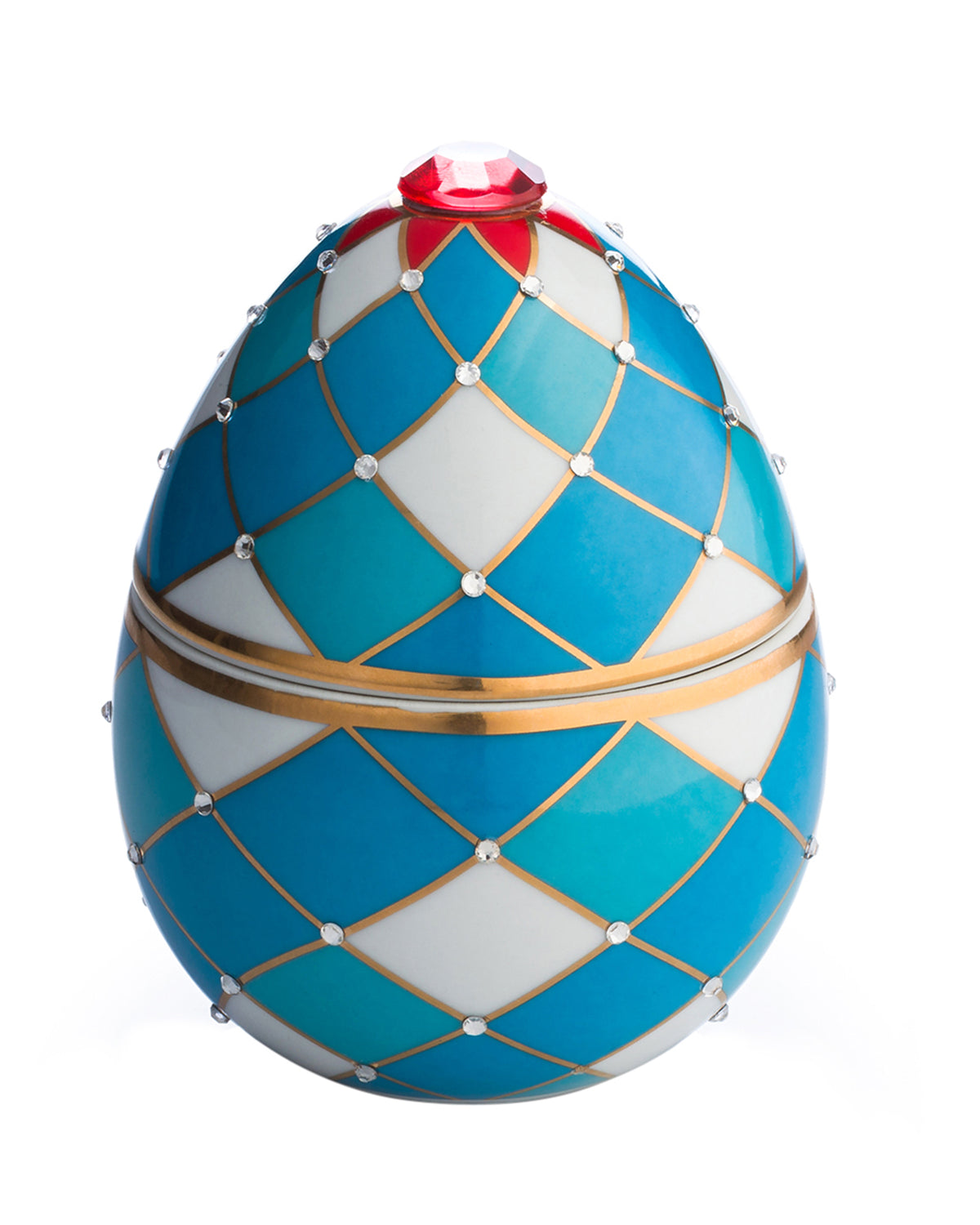Candle in Ceramic Egg BOIS DE ROUSSIE 200gr Harlequin Blue 5.12 diam. x 6.5 in