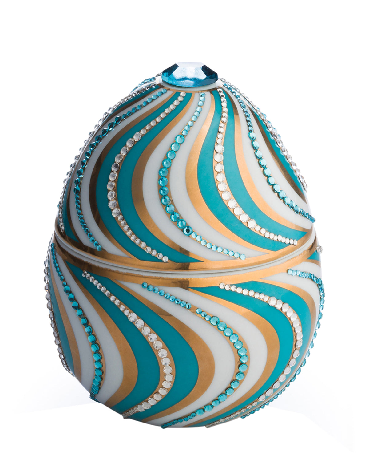 Candle in Ceramic Egg BOIS DE ROUSSIE 200gr Espiral Blue 5.12 diam. x 6.5 in