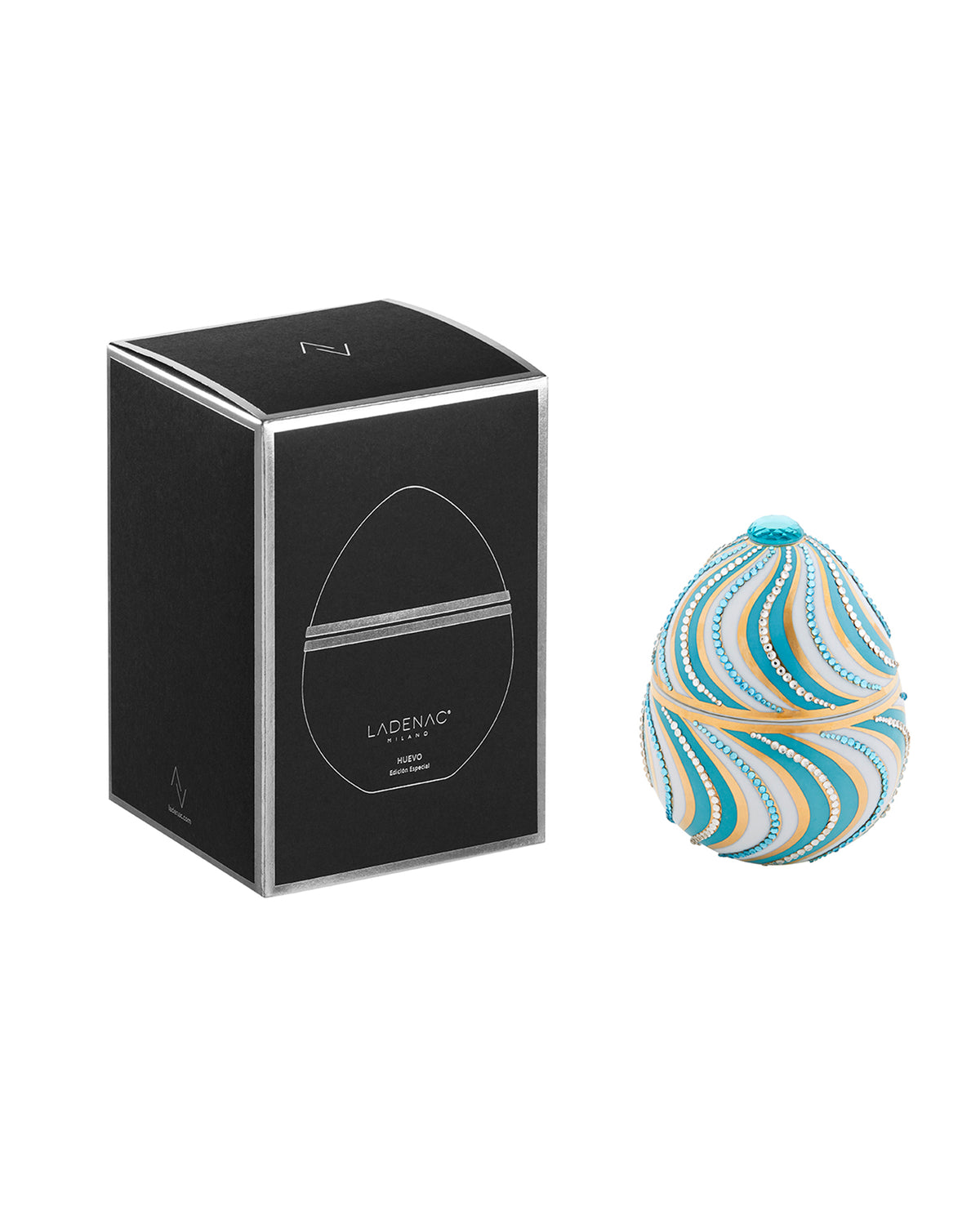 Candle in Ceramic Egg BOIS DE ROUSSIE 200gr Espiral Blue 5.12 diam. x 6.5 in