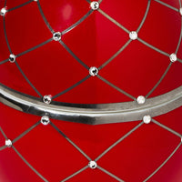 Candle in Ceramic Egg BOIS DE ROUSSIE 200gr Red Silver Stripes 5.12 diam. x 6.5 in