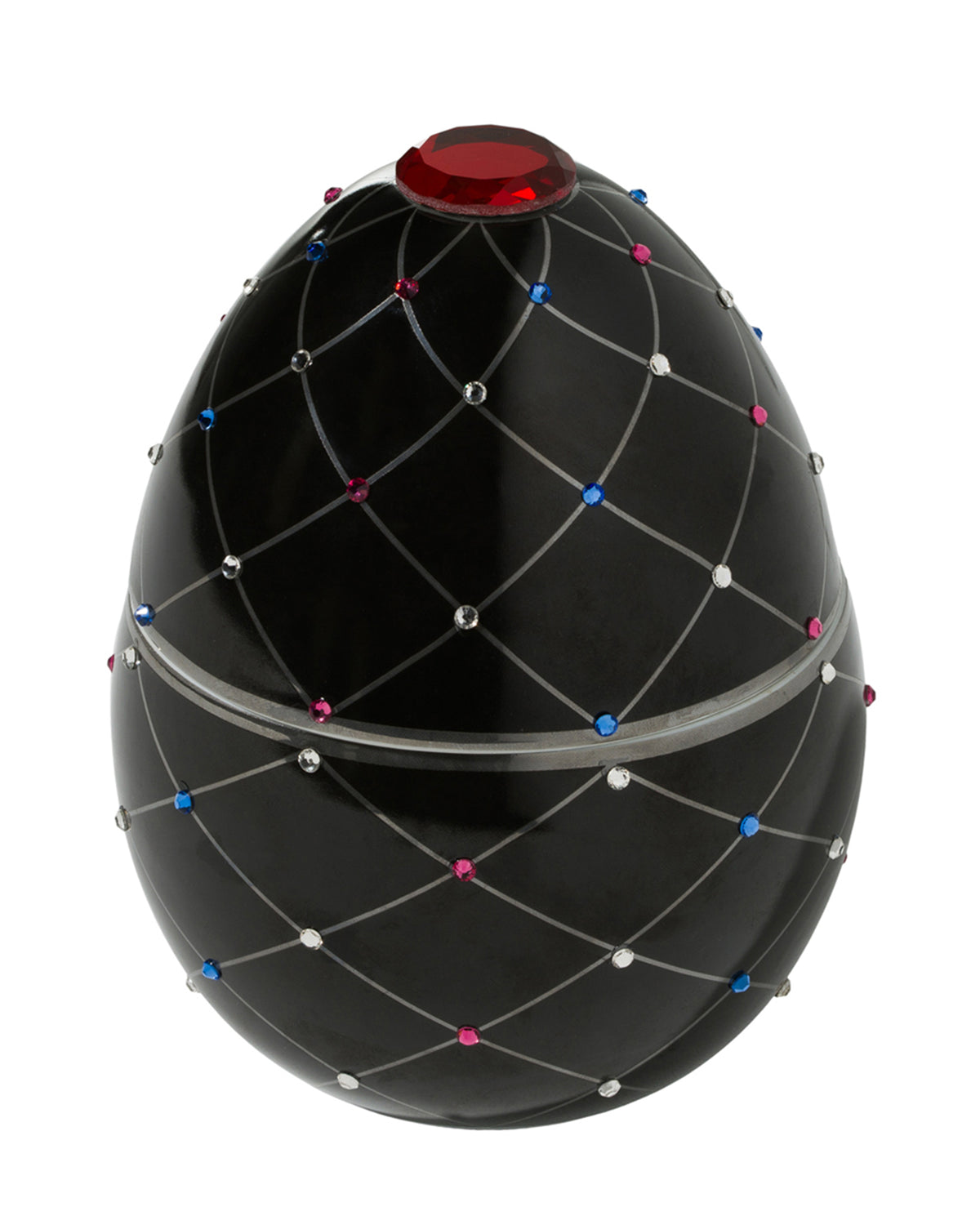 Candle in Ceramic Egg BOIS DE ROUSSIE 450gr Black Silver Stripes 6.5 diam. x 7.48 in