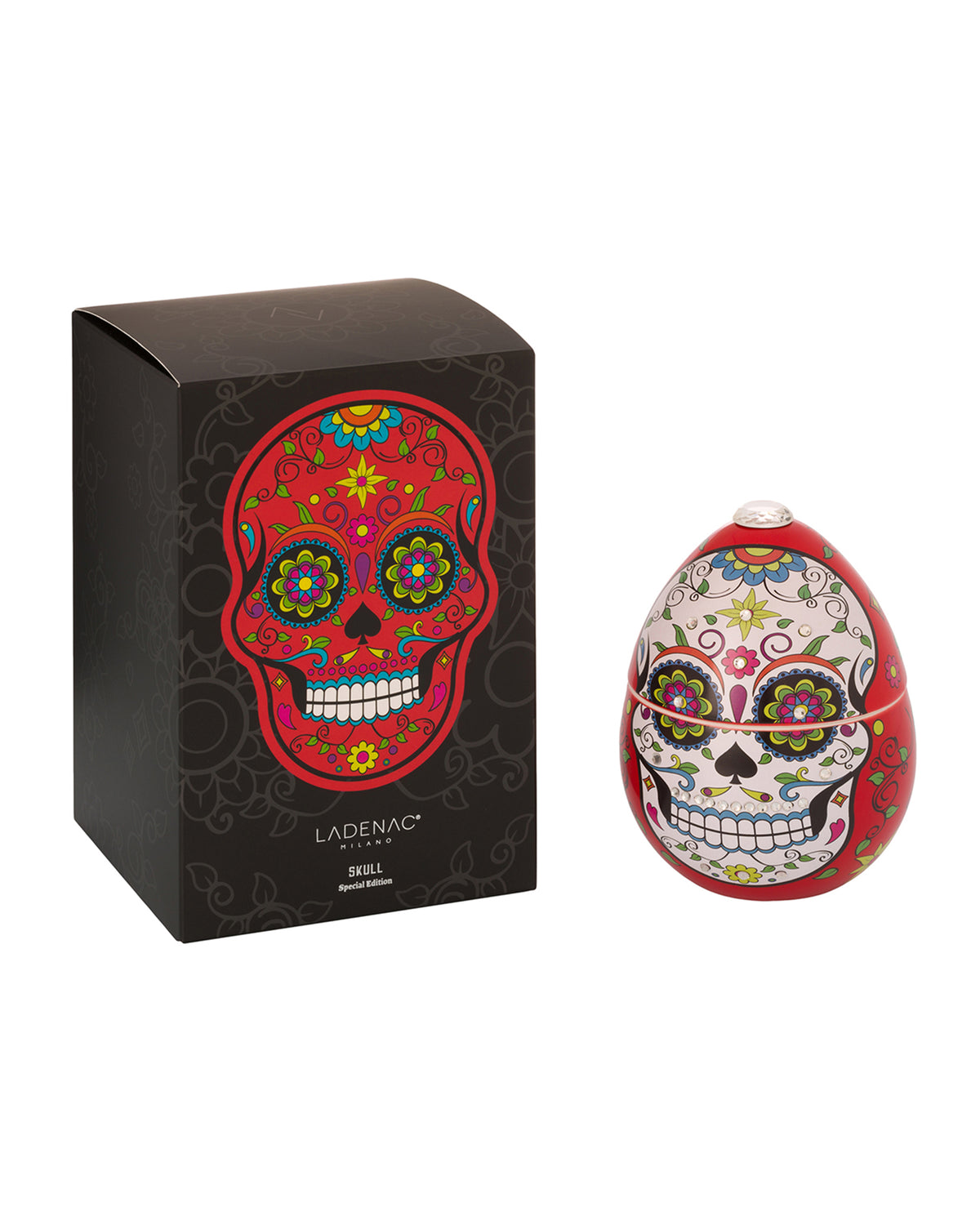 Candle in Ceramic SKULL 220gr Red 4.72 diam. x 7.28 in