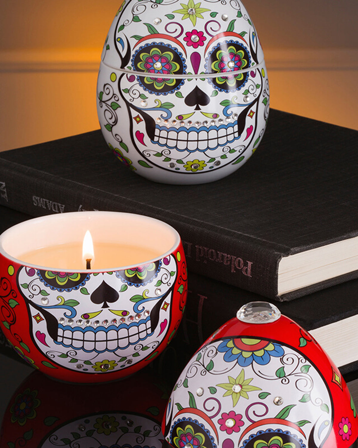 Candle in Ceramic SKULL 220gr Red 4.72 diam. x 7.28 in