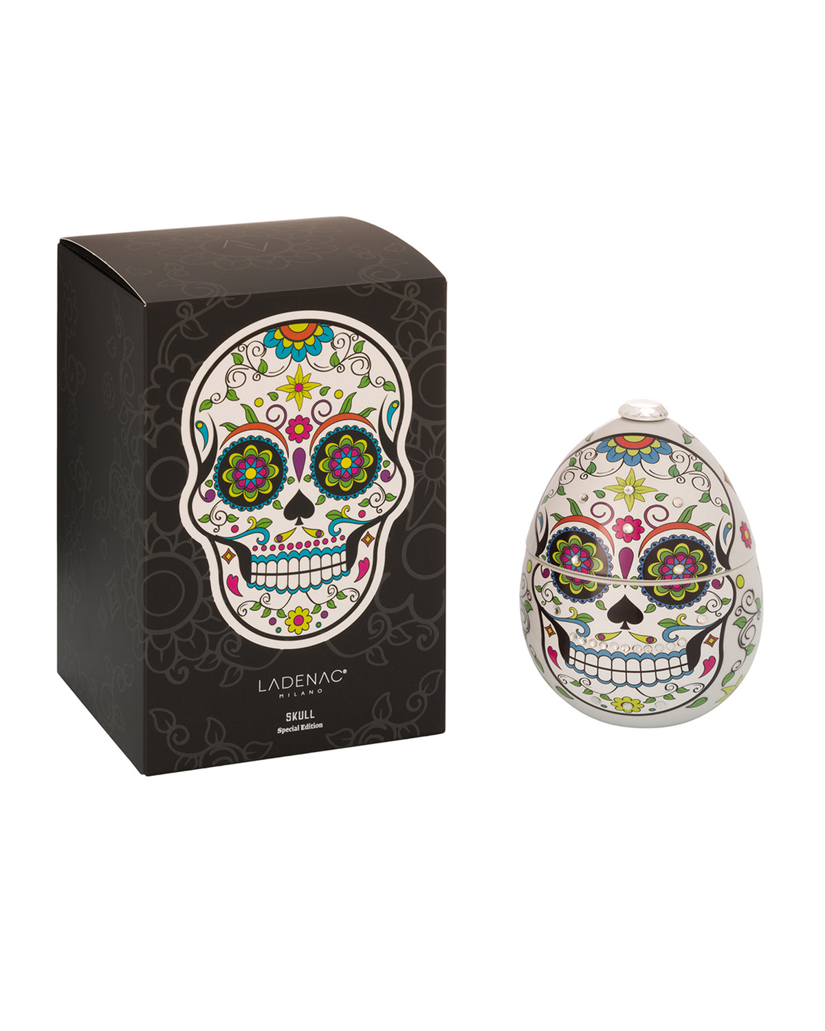 Candle in Ceramic SKULL 220gr White 4.72 diam. x 7.28 in