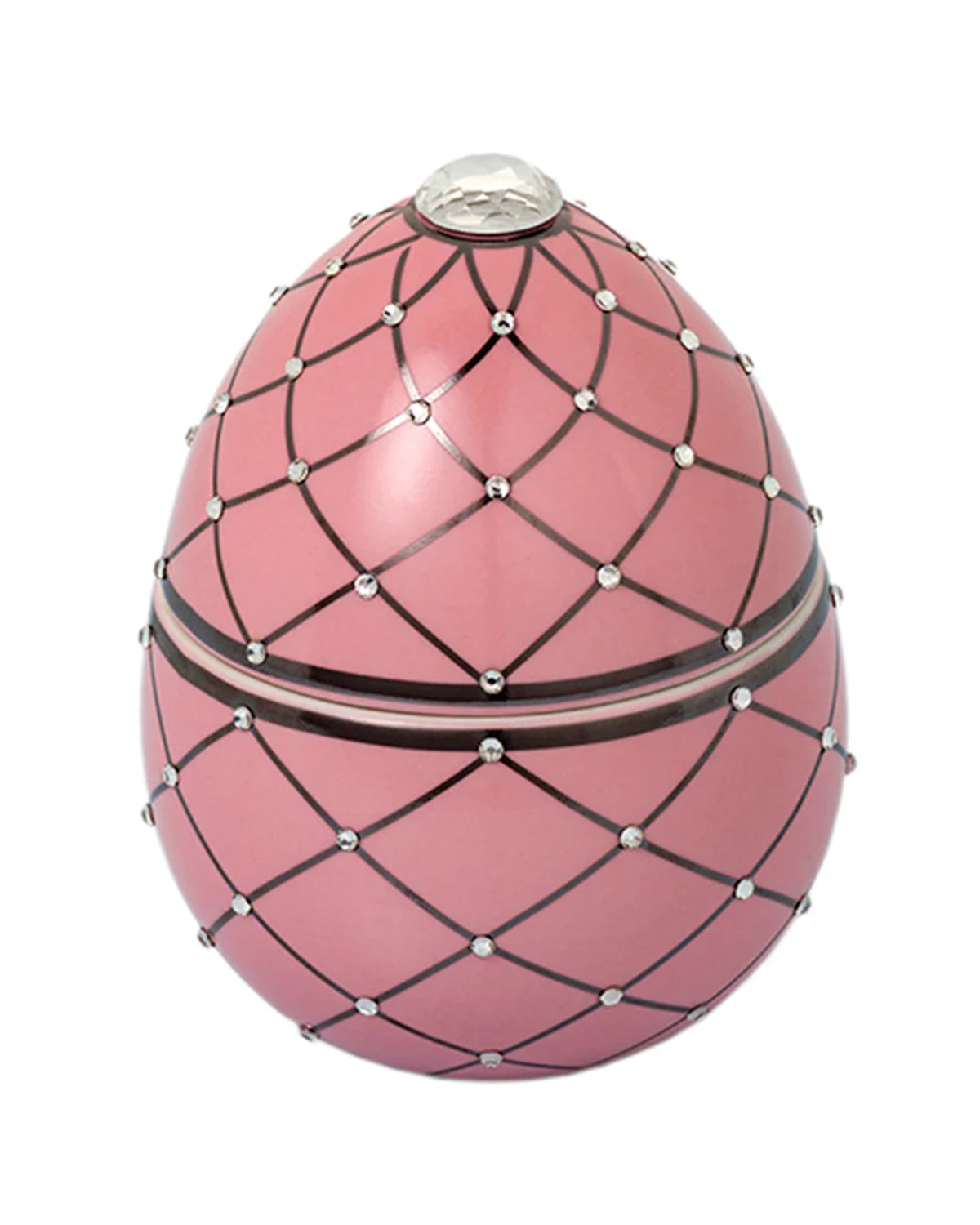 Candle in Ceramic Egg BOIS DE ROUSSIE ROSE SILVER STRIPES 200gr 5.12 diam. x 6.5 in