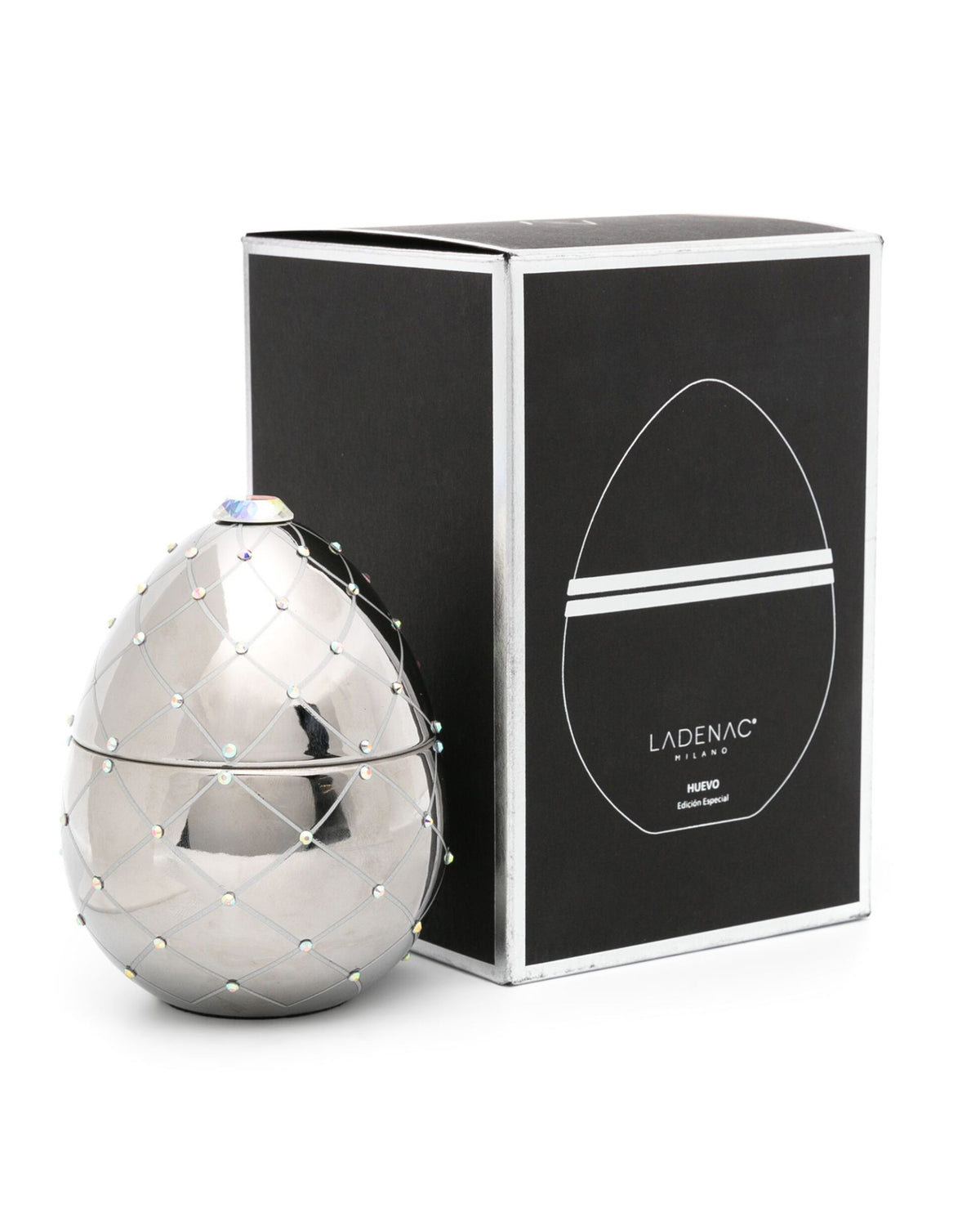 Candle in Ceramic Egg BOIS DE ROUSSIE SILVER 450gr 6.5 diam. x 7.48 in