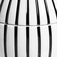 Candle in Ceramic Egg BOIS DE ROUSSIE 200gr White Black Stripes 5.12 diam. x 6.5 in