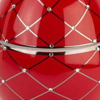Candle in Ceramic Egg BOIS DE ROUSSIE RED SILVER STRIPE 450gr 6.5 diam. x 7.48 in