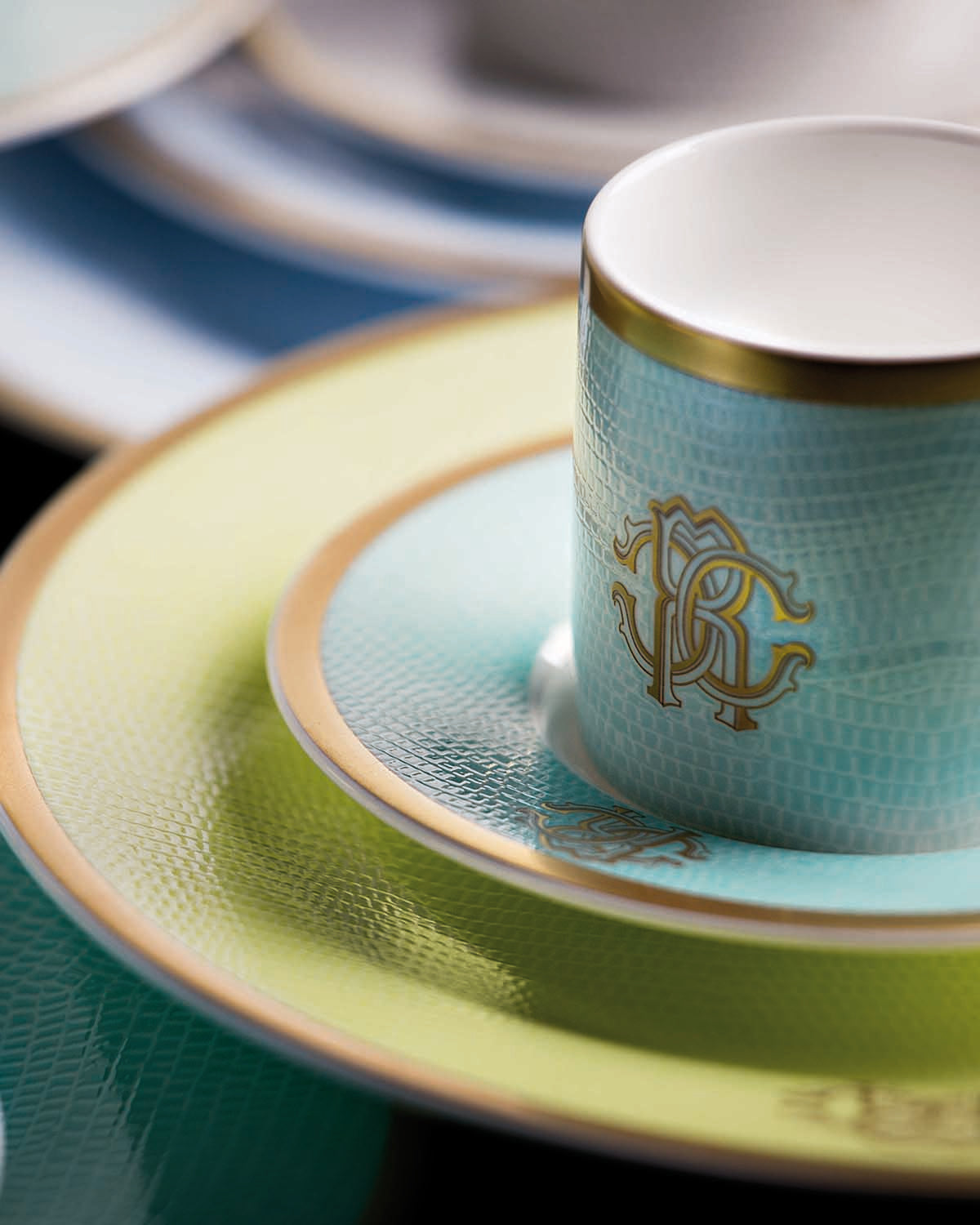 LIZZARD SUNRISE Coffee Cup & Saucer in Luxury Gift Box Set of 6