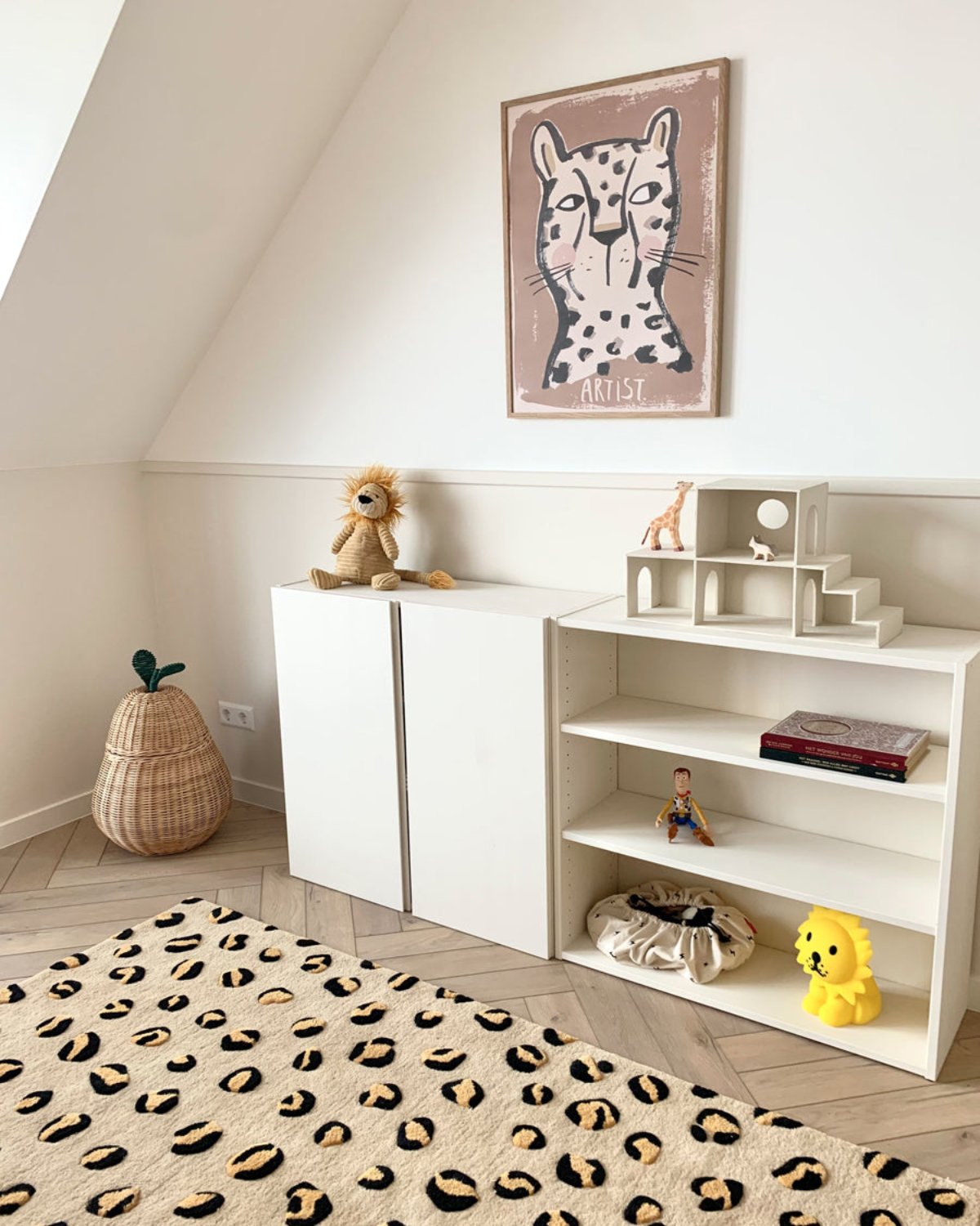 Rug LEOPARD Beige / Brown and Black Print 5.5 x 7.9ft