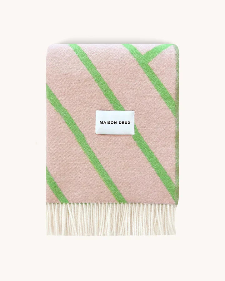 Maison Deux Blanket LINES Pink / Apple 4.25 x 6.5 ft