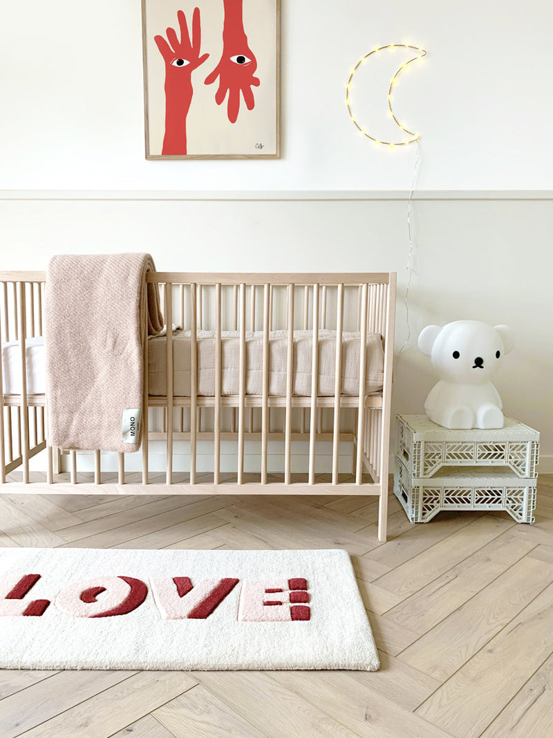Maison Deux Rug LOVE Cream / Red Print 3.3 x 1.6 ft