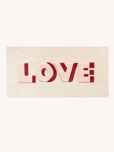Maison Deux Rug LOVE Cream / Red Print 3.3 x 1.6 ft