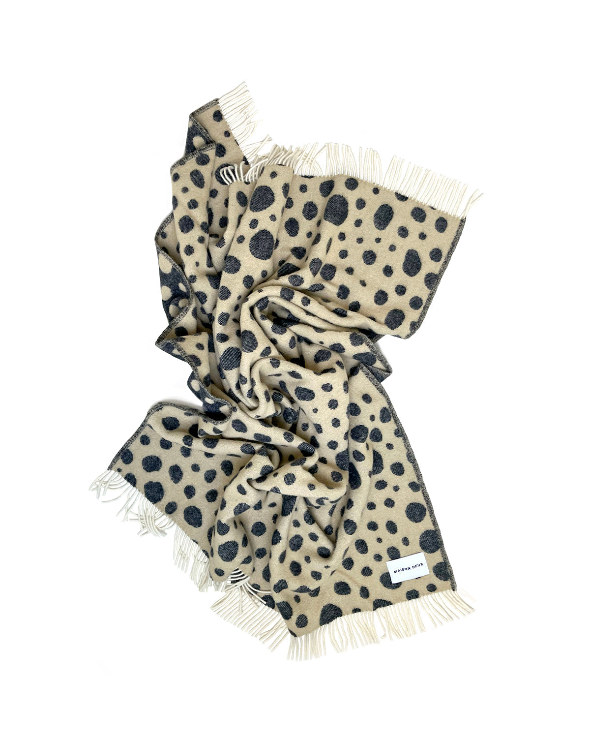 Maison Deux Blanket CHEETAH Beige / Black Print 4.25 x 6.5 ft