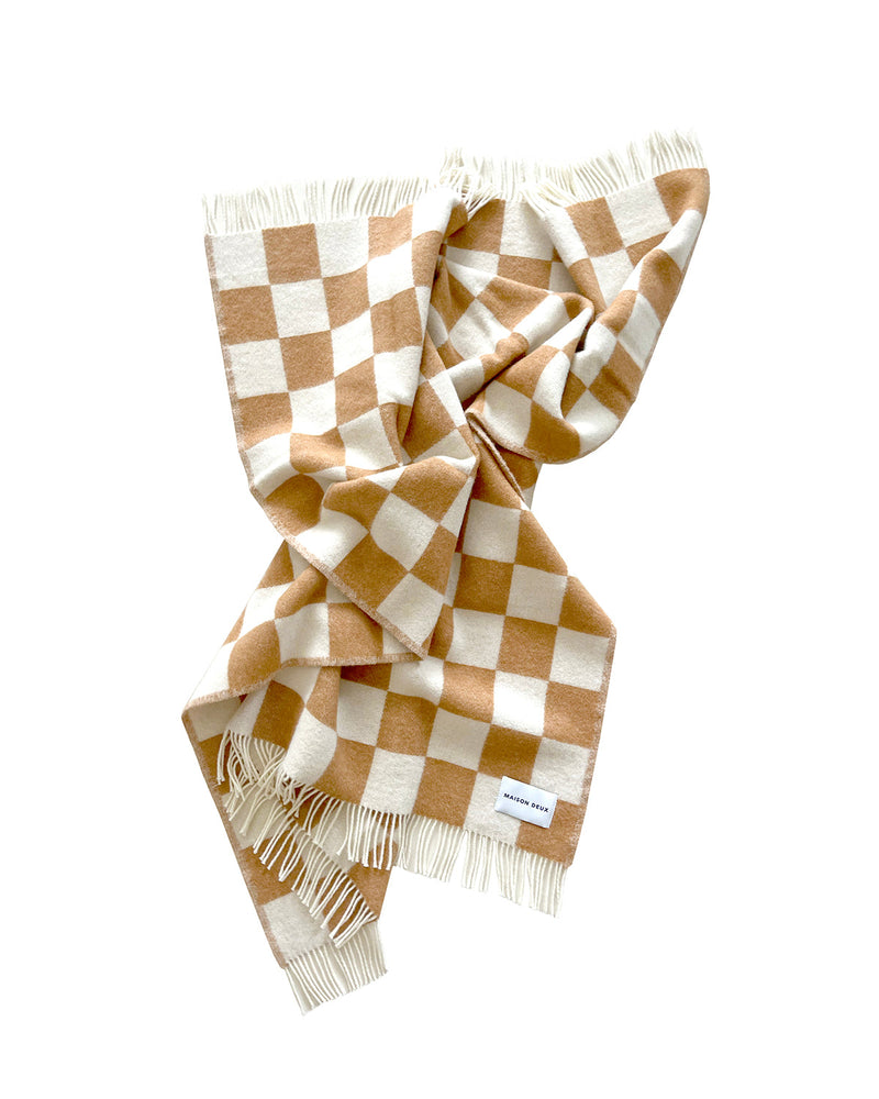 Blanket CHECKERBOARD Terra Brown / White 4.25 x 6.5 ft