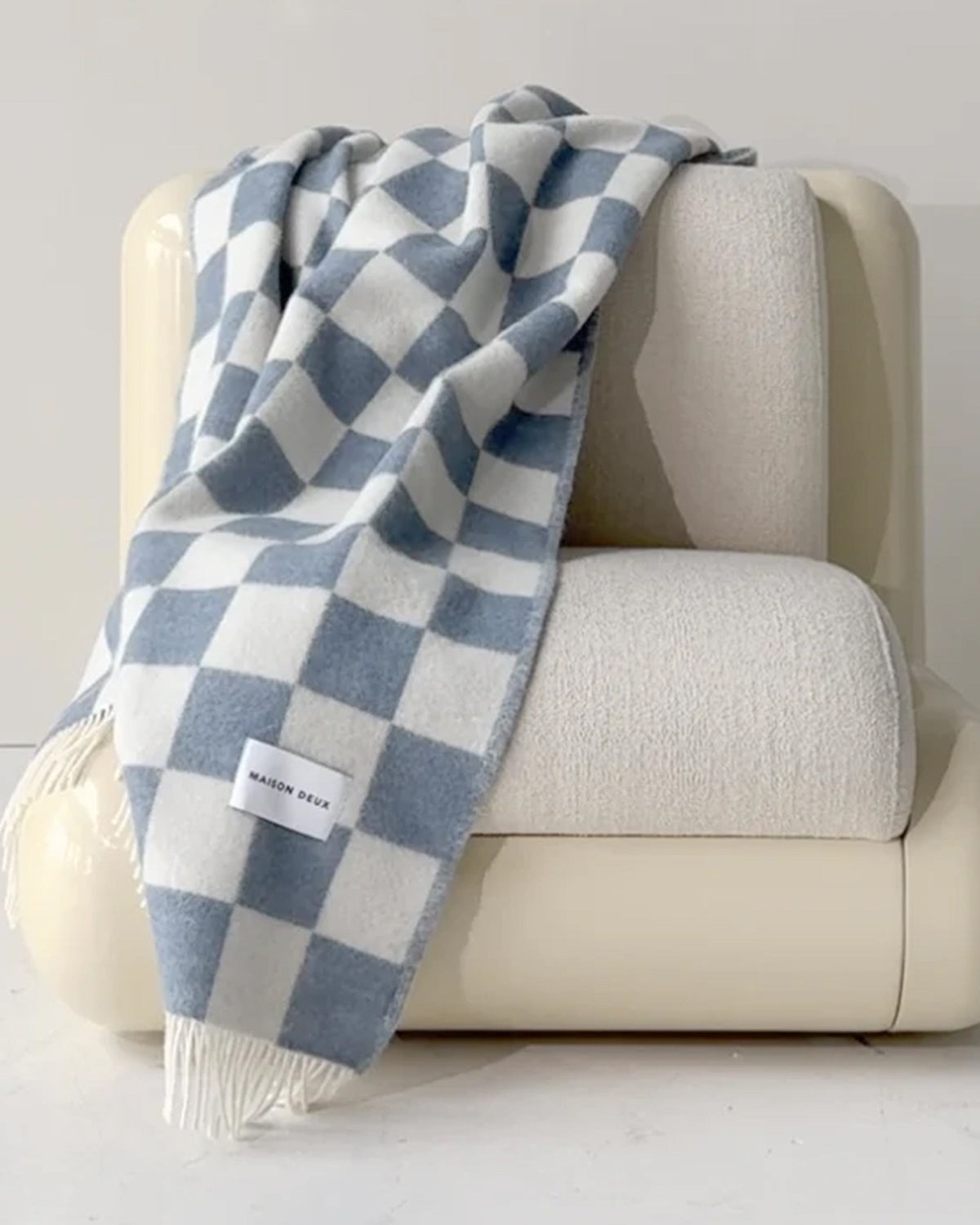 Blanket CHECKERBOARD Denim Blue / White 4.25 x 6.5ft