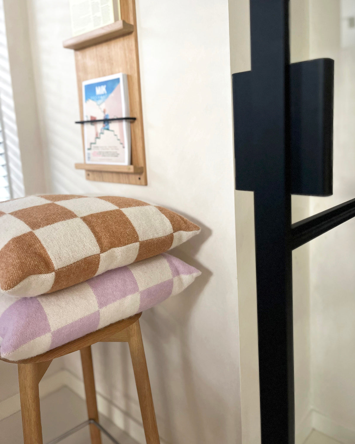 Cushion Cover CHECKERBOARD Terra Brown / White 20 x 20in