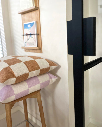 Cushion CHECKERBOARD Terra Brown / White 1.65 x 1.65 ft