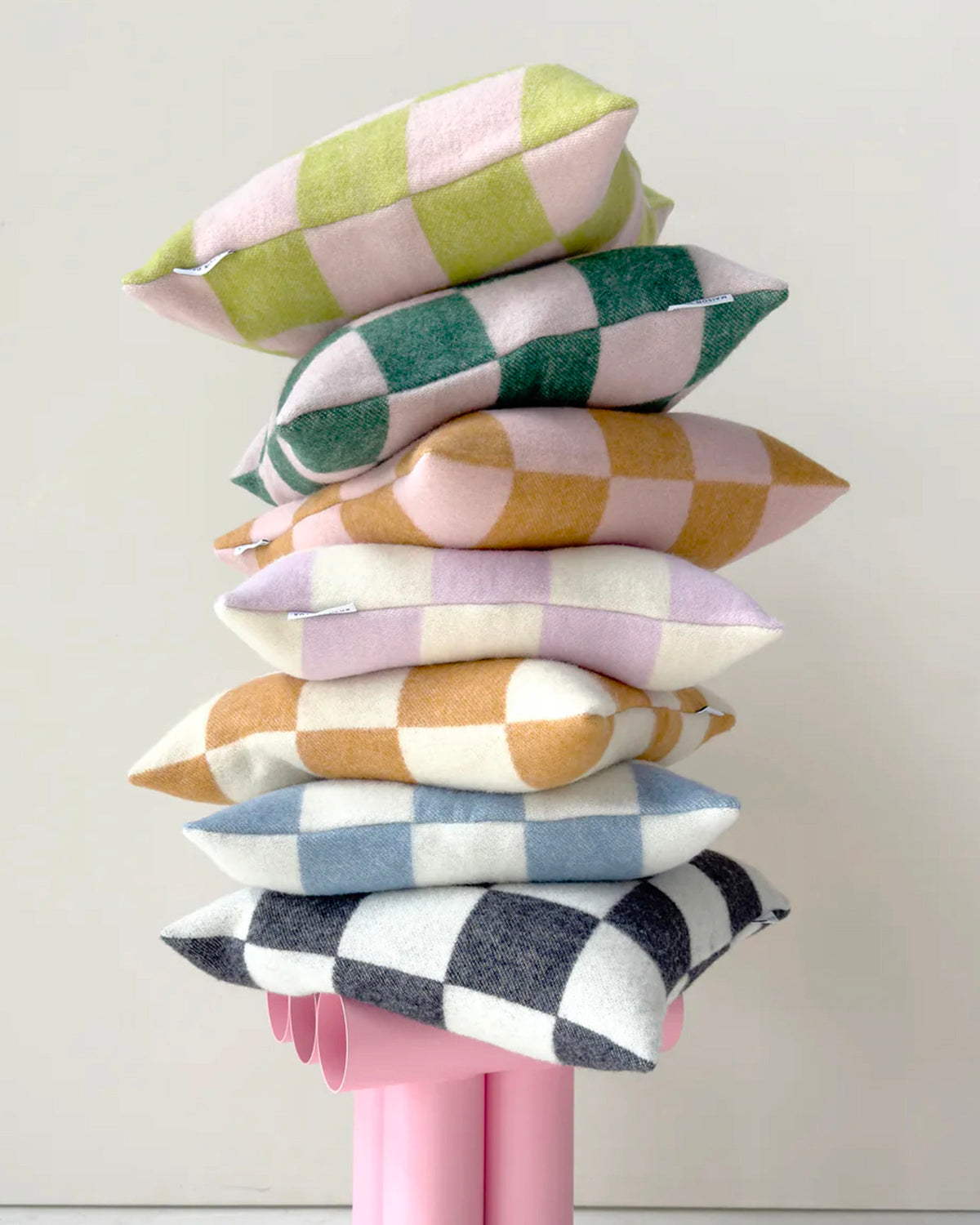 Cushion Cover CHECKERBOARD Denim Blue / White 20 x 20in