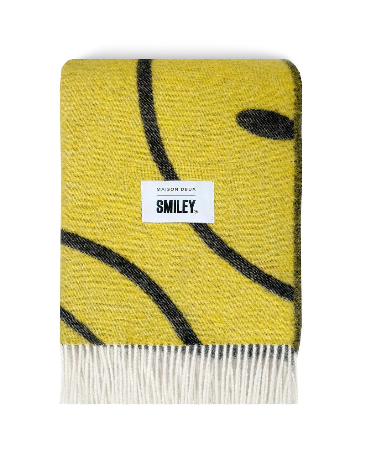 Maison Deux Blanket SMILEY Yellow / Black Print 4.25 x 6.5 ft