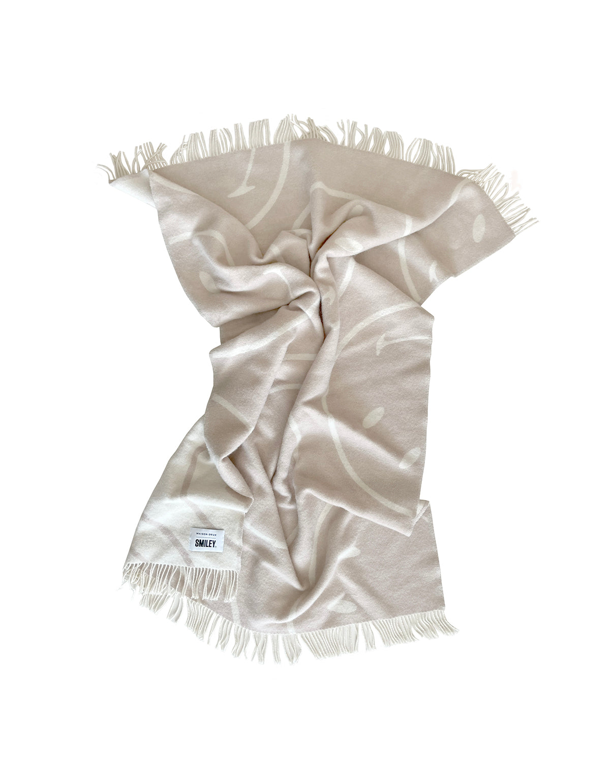 Blanket SMILEY White / Grey Print 4.25 x 6.5ft