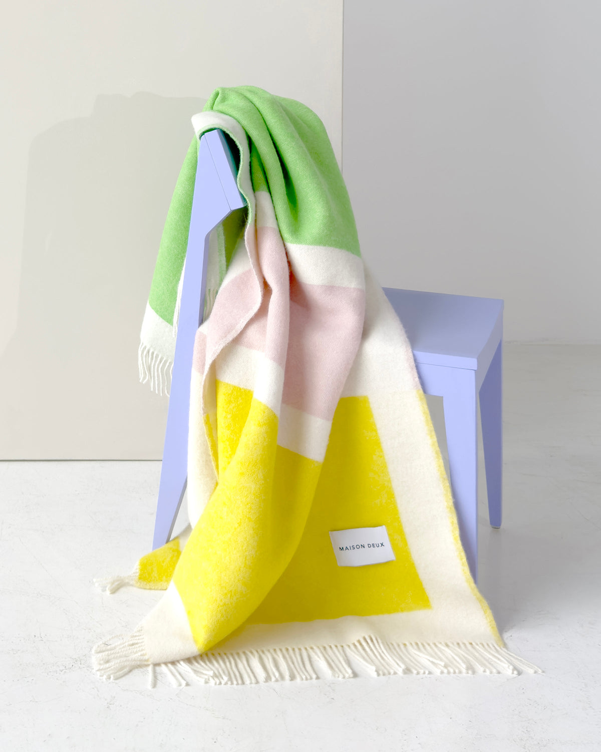 Blanket COLOR BLOCK No. 2 Yellow / Green and Lilac 4.25 x 6.5ft