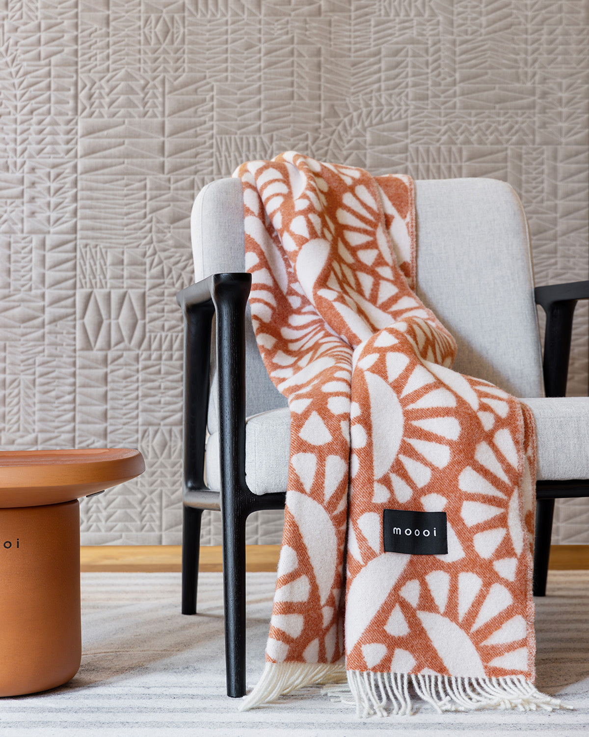 Maison Deux Blanket MOOOI WOODBLOCK BEETLE Rust Cream
