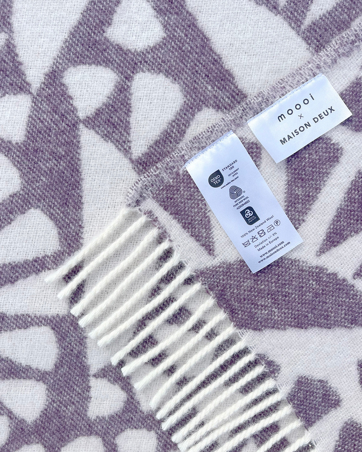 Maison Deux Blanket MOOOI WOODBLOCK BEETLE Plum Cream