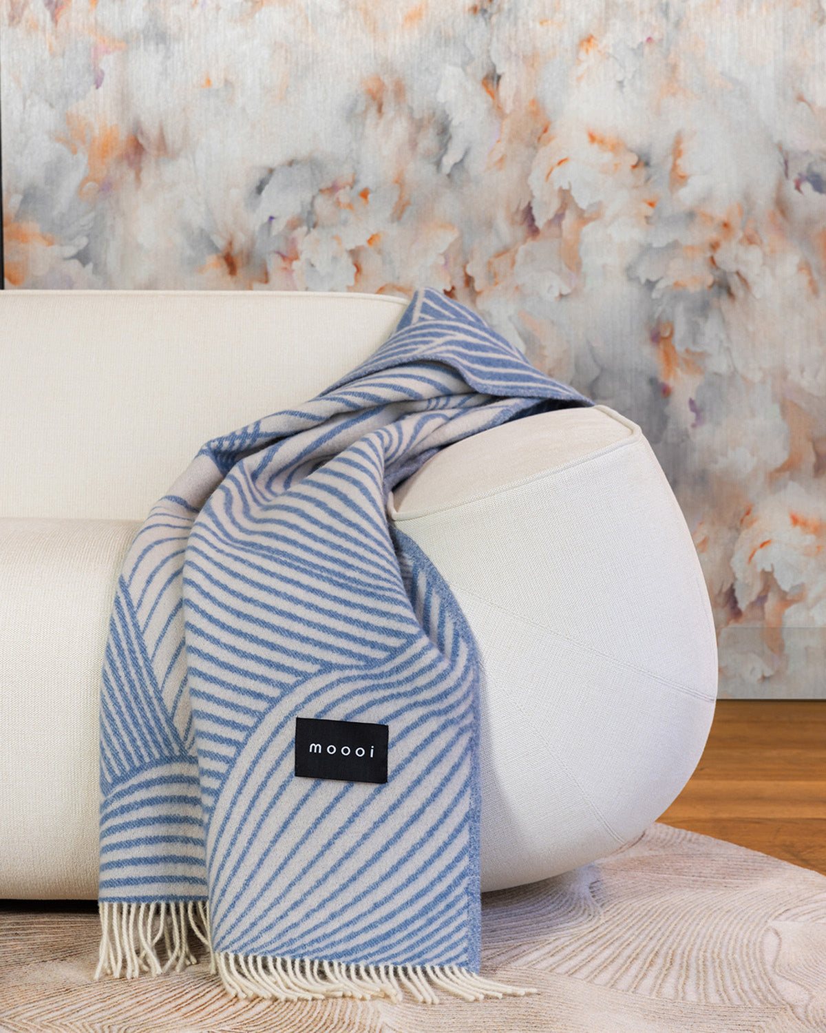 Maison Deux Blanket MOOOI TEHCNO BEE Denim Cream