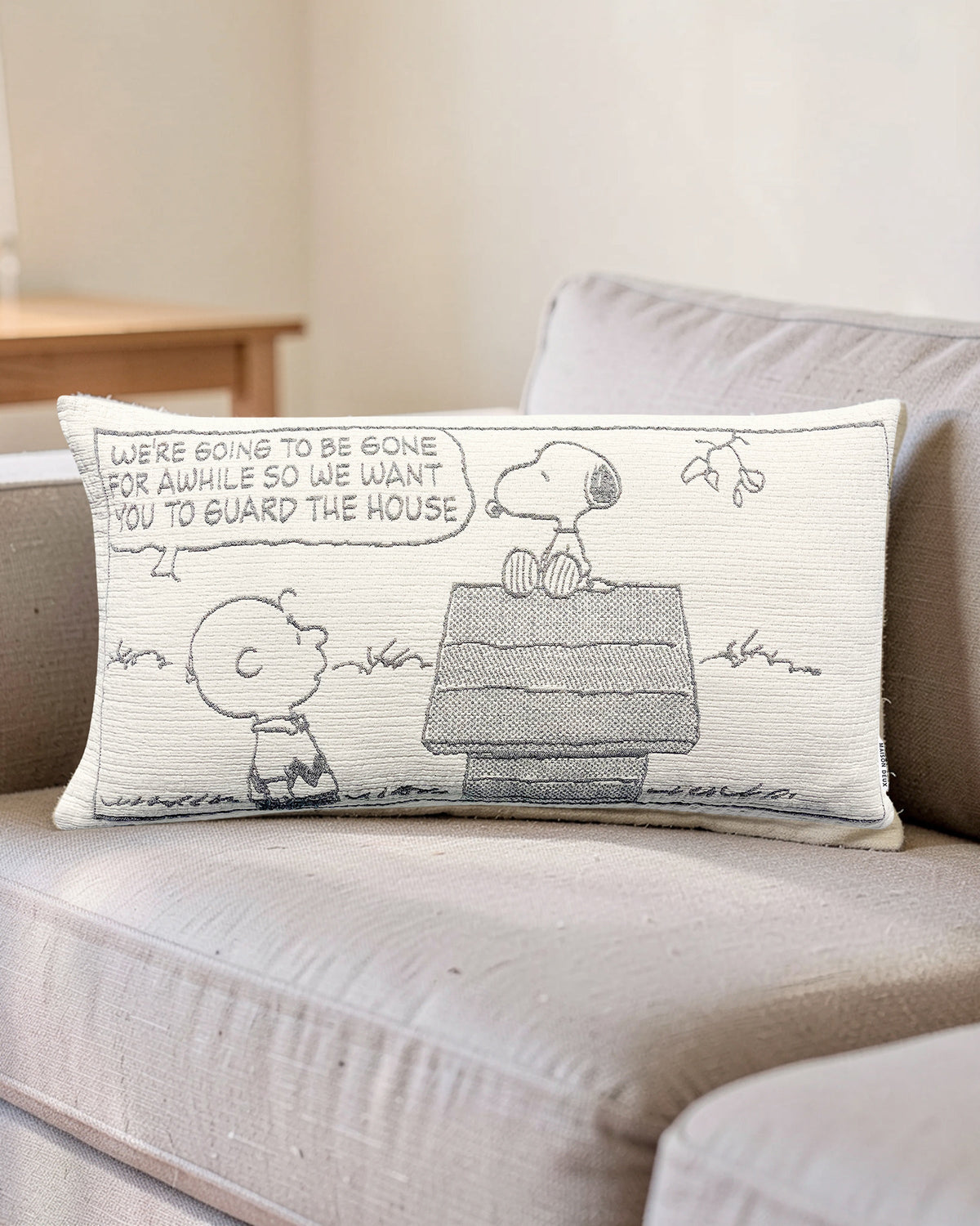 Cushion Cover PEANUTS GUARD THE HOUSE Cotton Black / White 20 x 35in