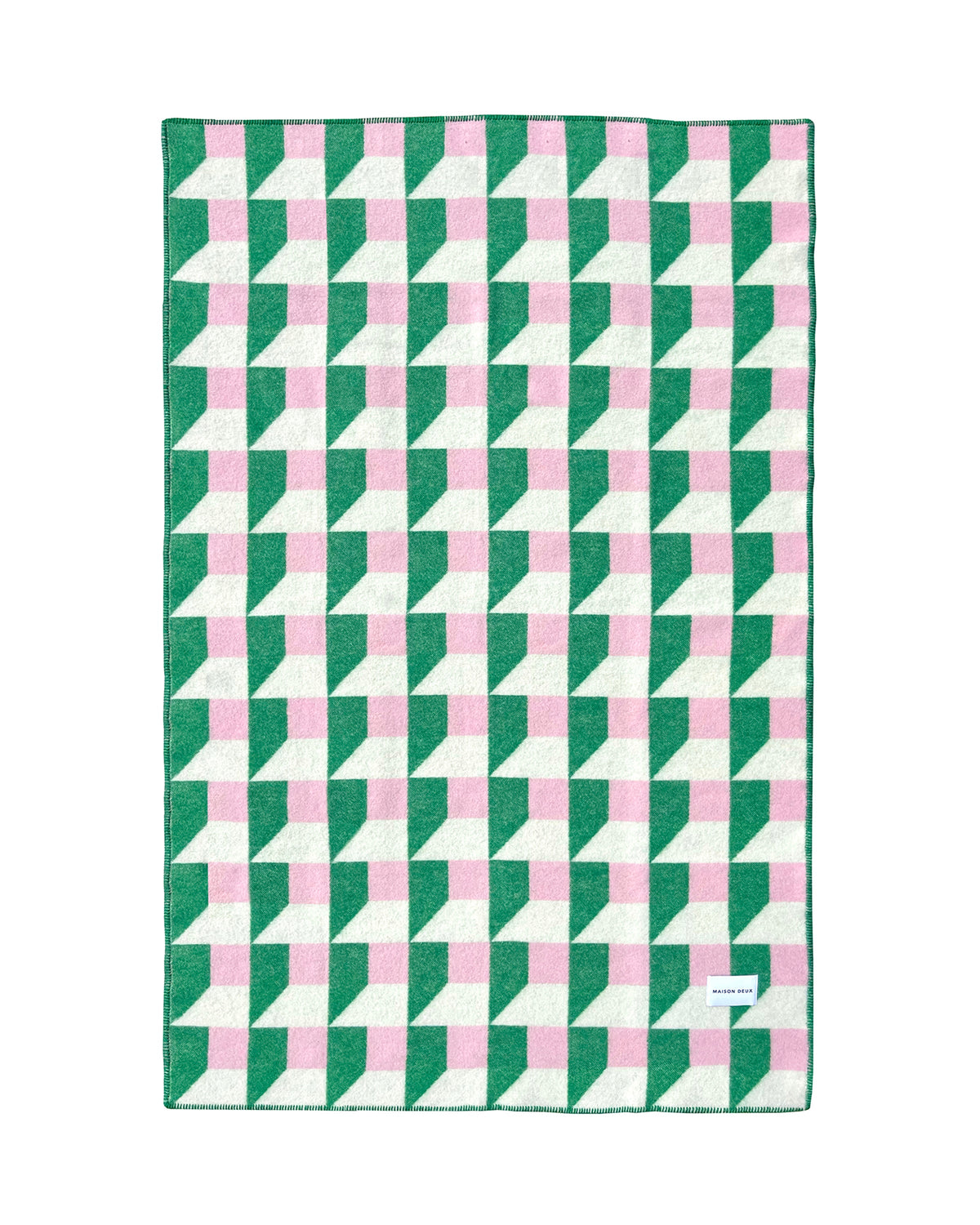 Blanket CUBICS Grass / Pink Print 4.25 x 6.5ft