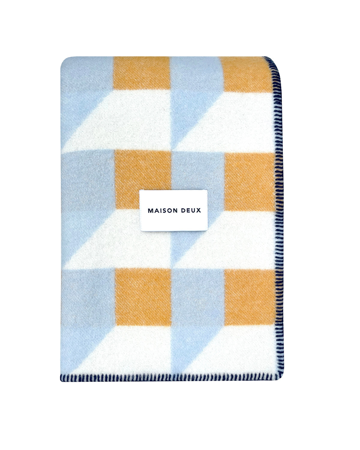 Blanket CUBICS Blue / Honey Print 4.25 x 6.5ft