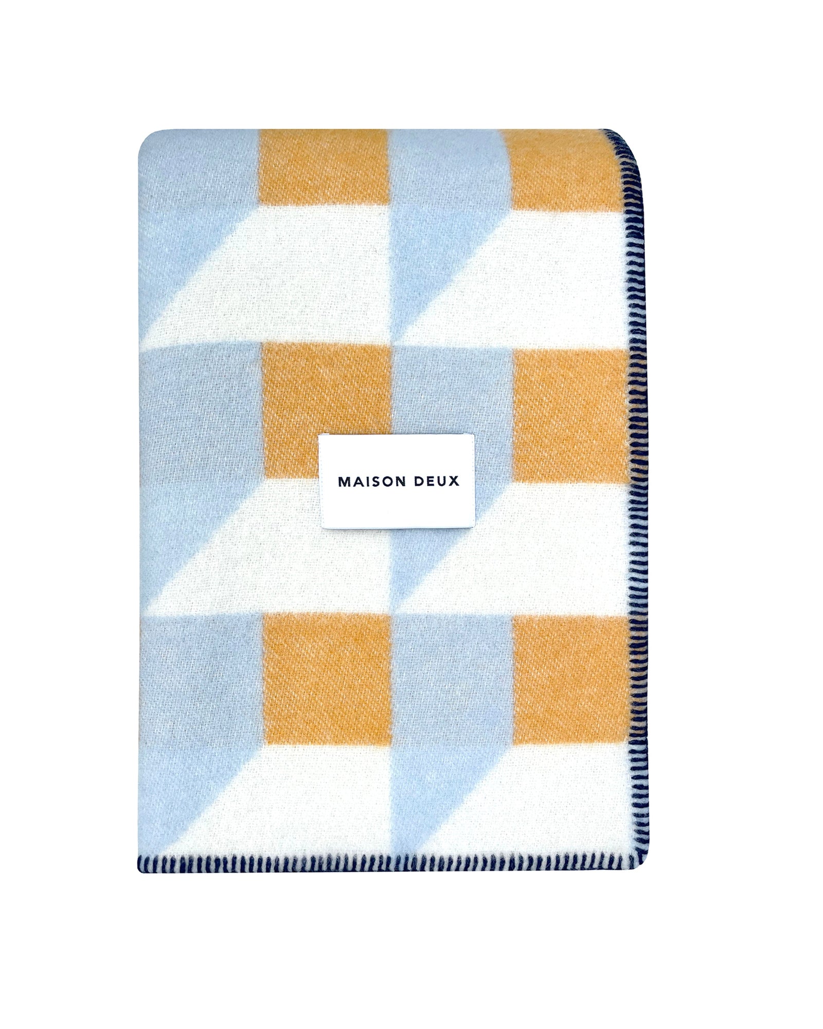 Blanket CUBICS Blue / Honey Print 4.25 x 6.5ft