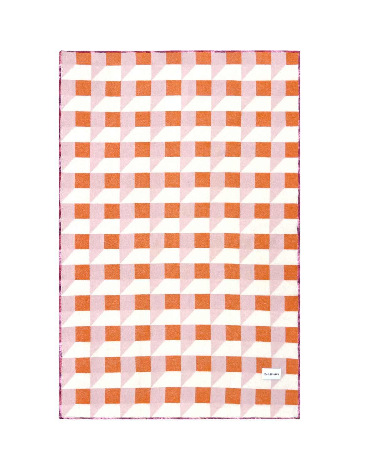 Blanket CUBICS Pink / Carrot Print 4.25 x 6.5ft