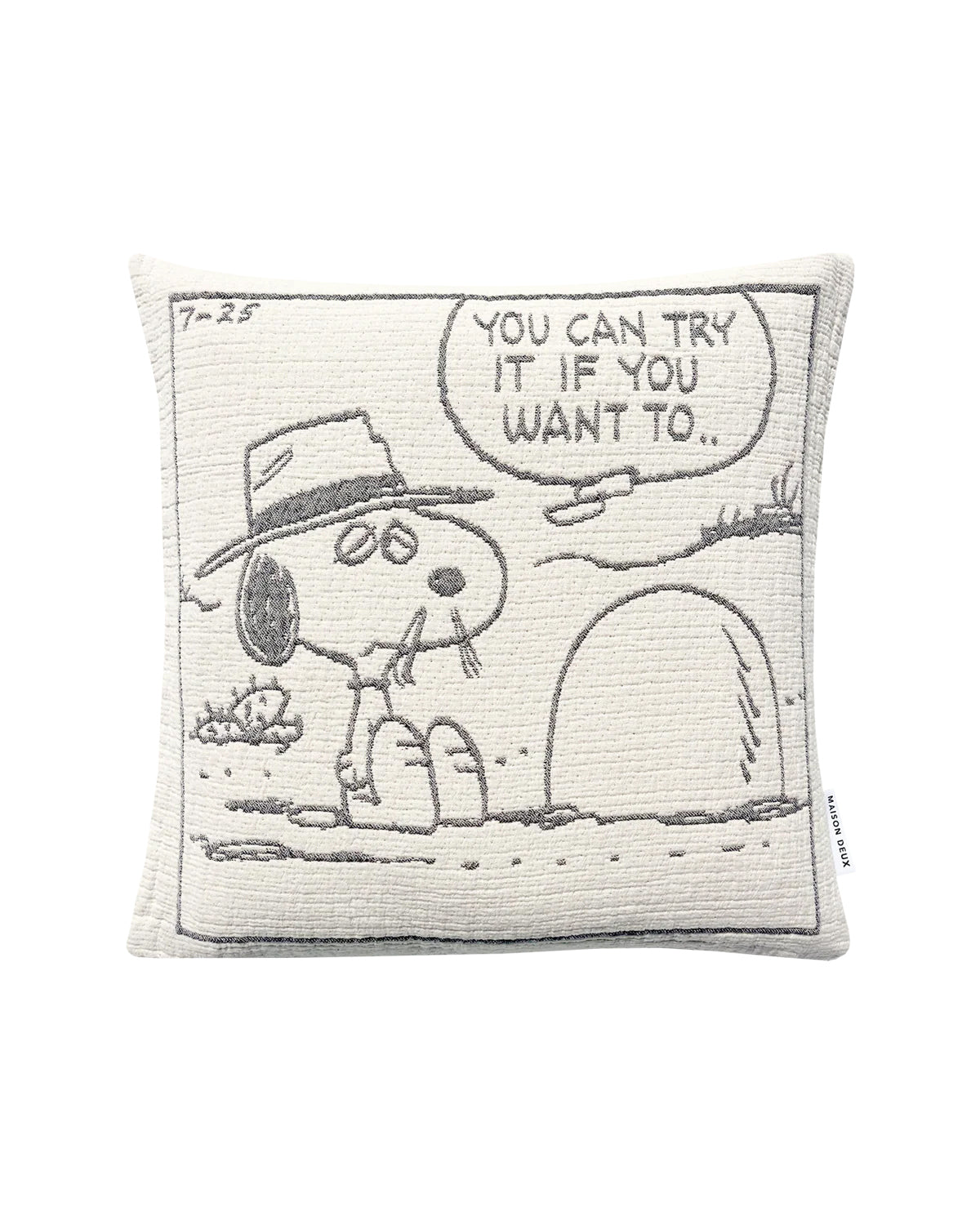 Cushion Cover PEANUTS ROCK Cotton Black / White 20 x 20in