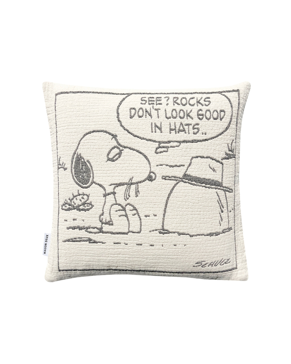 Cushion Cover PEANUTS ROCK Cotton Black / White 20 x 20in