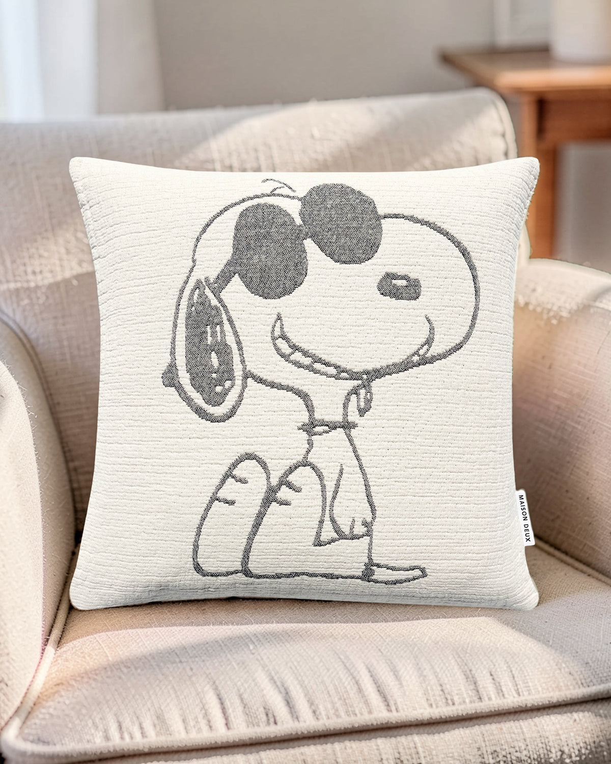 Cushion Cover PEANUTS SUNGLASSES Cotton Black / White 20 x 20in