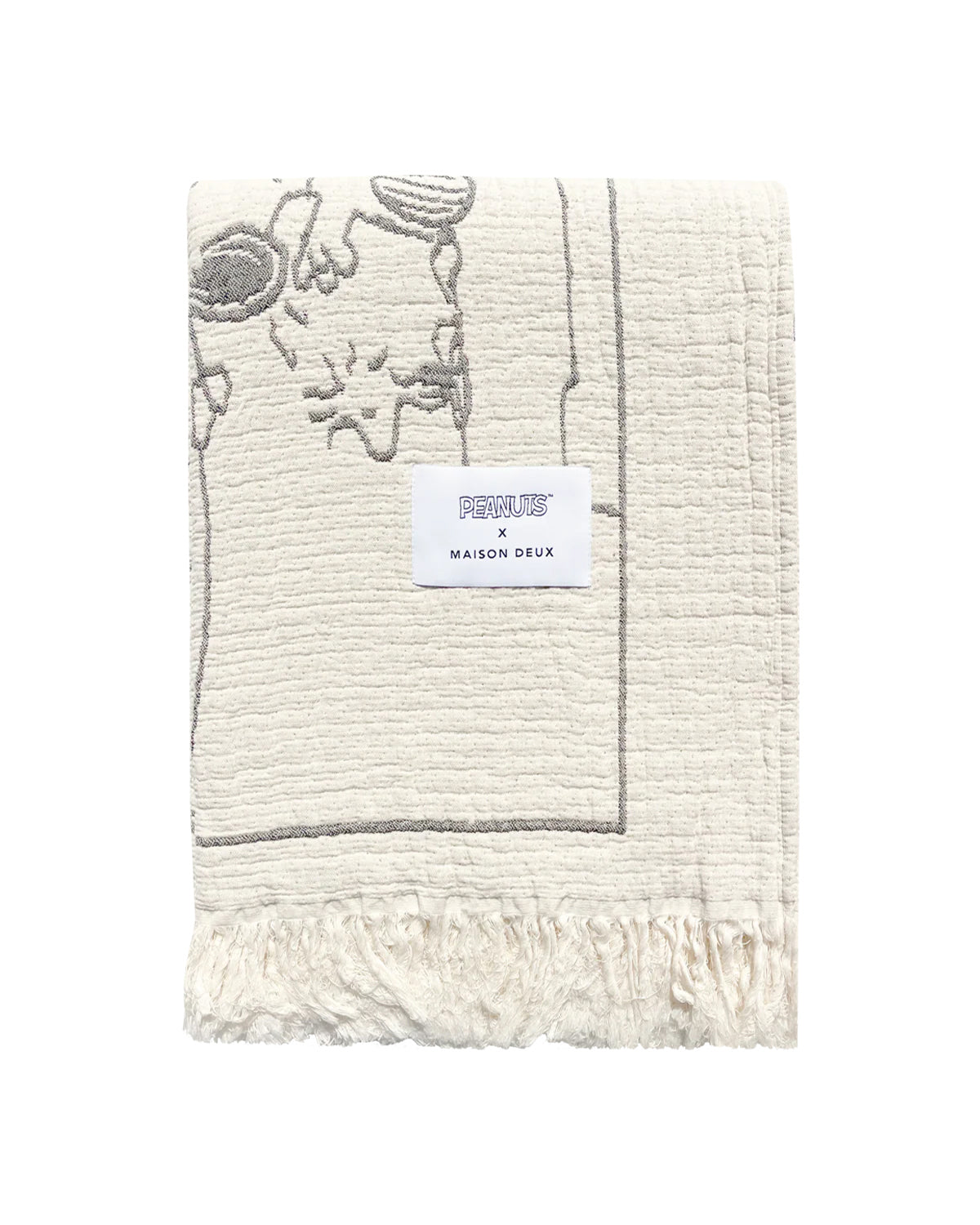 Blanket PEANUTS FLIGHT SCHOOL Comic Strip Cotton Black / White 4.25 x 6.5ft