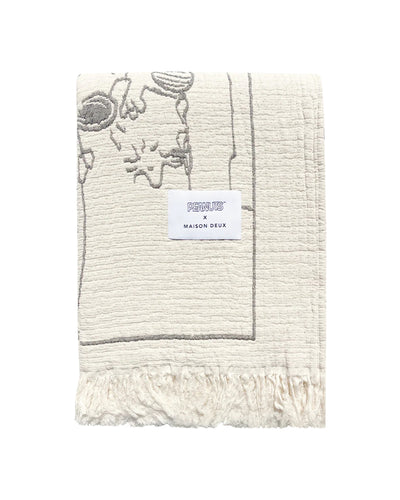 Blanket PEANUTS FLIGHT SCHOOL Comic Strip Cotton Black / White 4.25 x 6.5ft