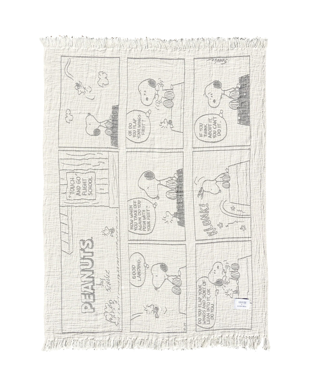 Blanket PEANUTS FLIGHT SCHOOL Comic Strip Cotton Black / White 4.25 x 6.5ft