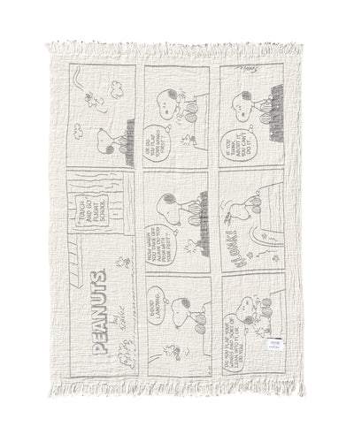 Blanket PEANUTS FLIGHT SCHOOL Comic Strip Cotton Black / White 4.25 x 6.5ft