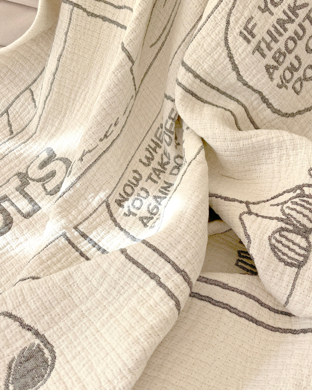 Blanket PEANUTS FLIGHT SCHOOL Comic Strip Cotton Black / White 4.25 x 6.5ft