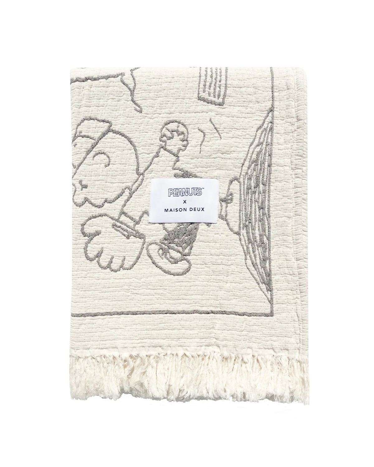 Blanket PEANUTS BASEBALL Comic Strip Cotton Black / White 4.25 x 6.5ft