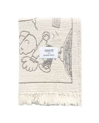 Blanket PEANUTS BASEBALL Comic Strip Cotton Black / White 4.25 x 6.5ft