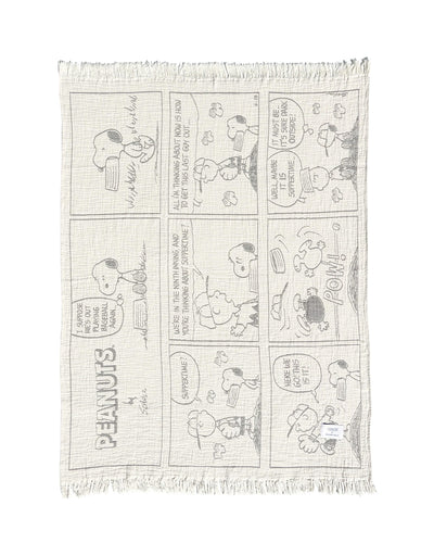 Blanket PEANUTS BASEBALL Comic Strip Cotton Black / White 4.25 x 6.5ft