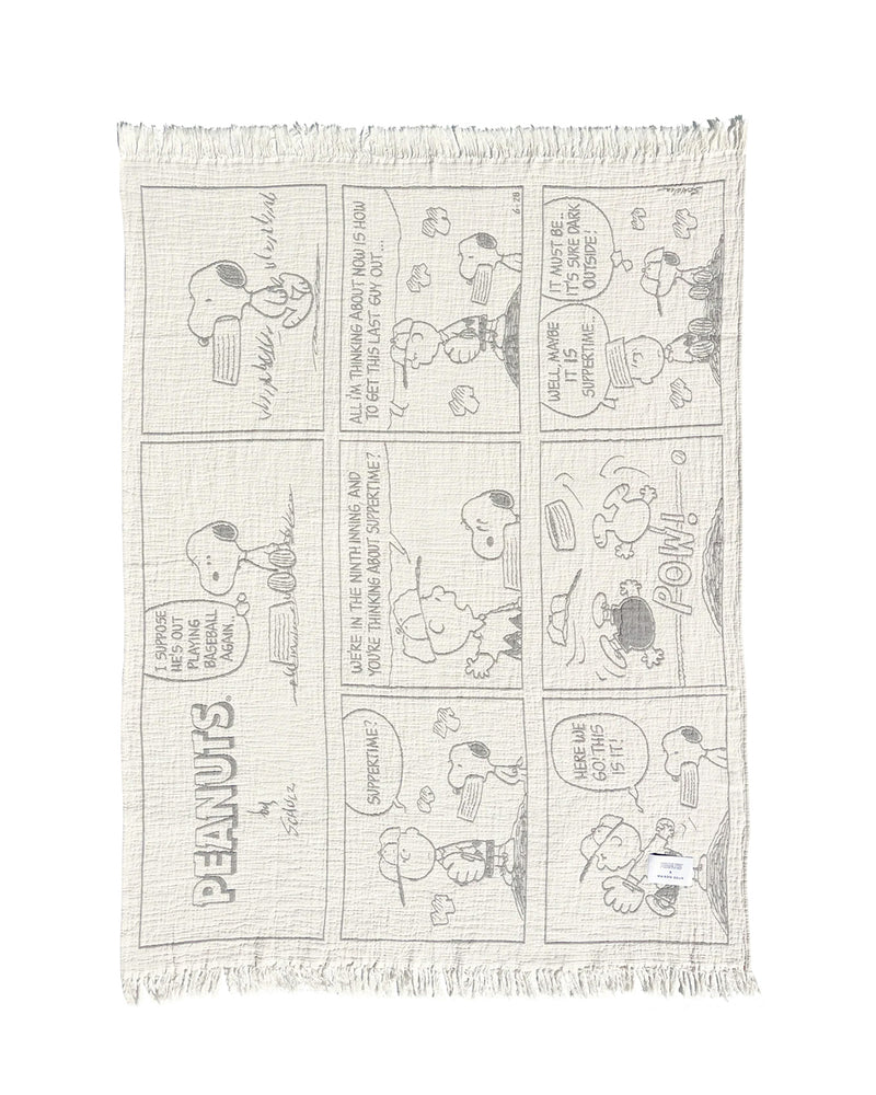 Blanket PEANUTS BASEBALL Comic Strip Cotton Black / White 4.25 x 6.5ft