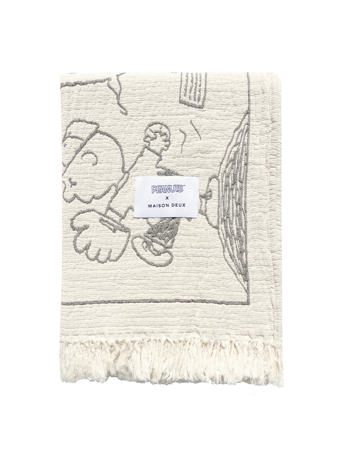 Blanket PEANUTS BASEBALL Comic Strip Cotton Black / White 4.25 x 6.5ft