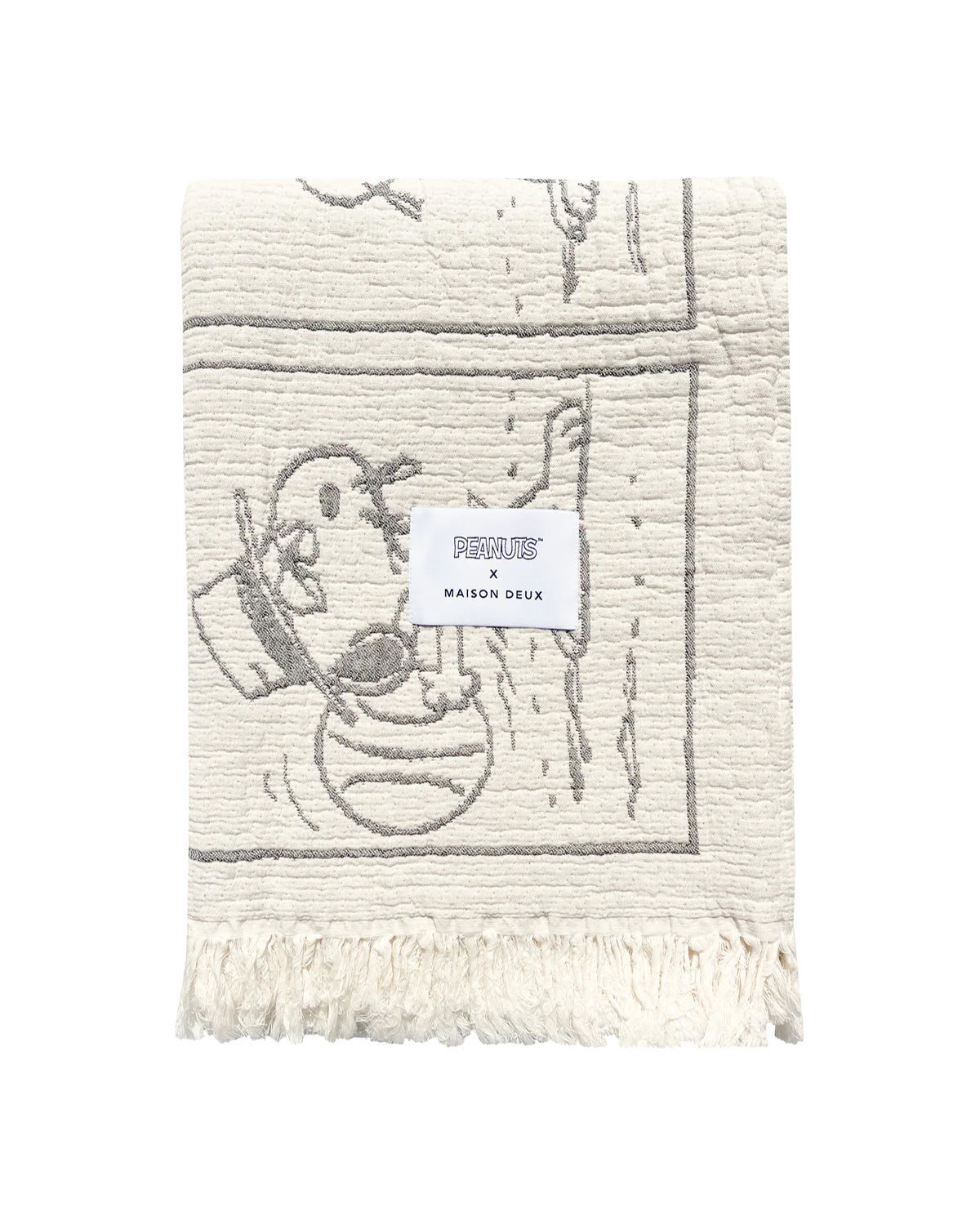 Blanket PEANUTS DESSERT Comic Strip Cotton Black / White 4.25 x 6.5ft